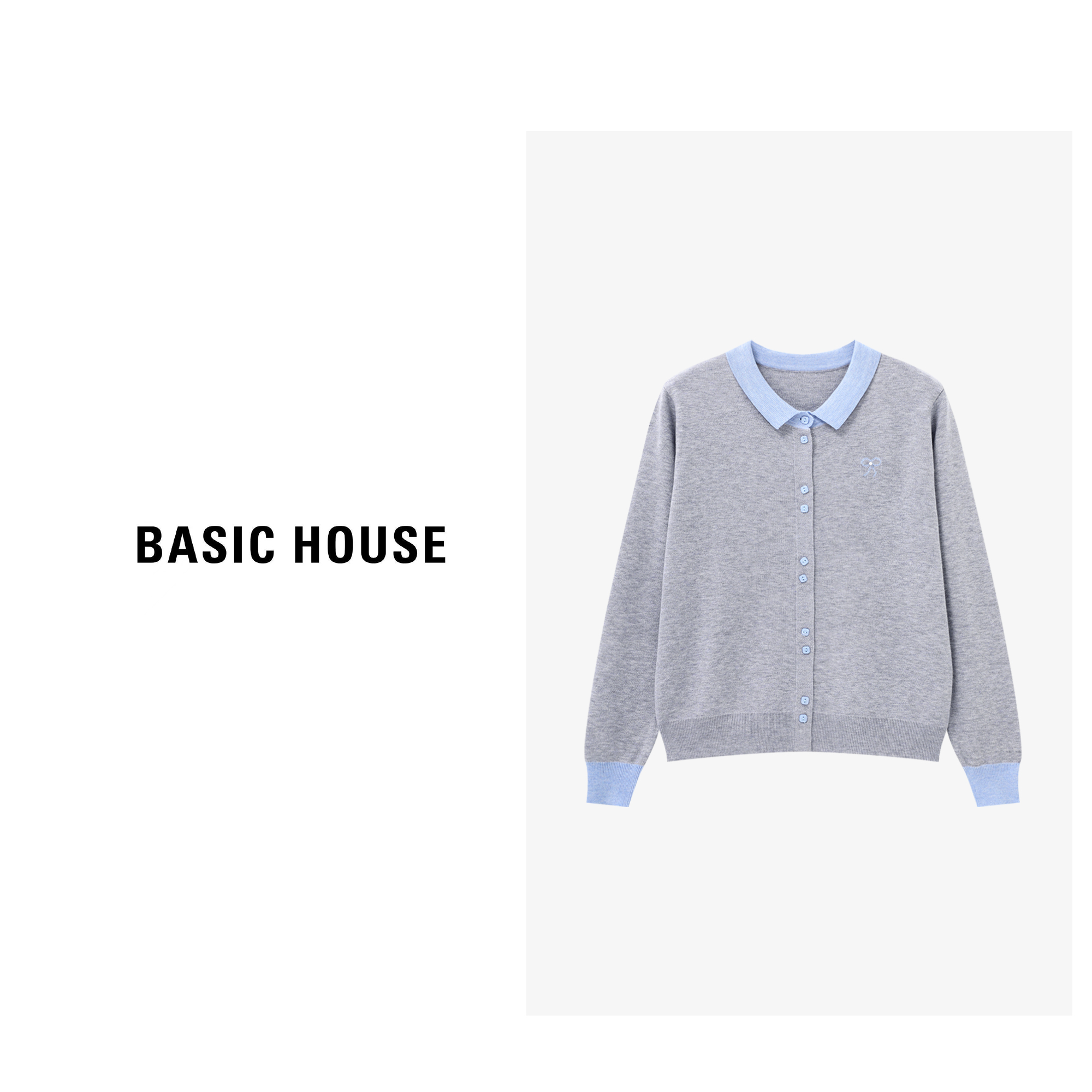 Basic House/百家好长袖针织短款时尚休闲百搭毛衣-B0625B5MFW2