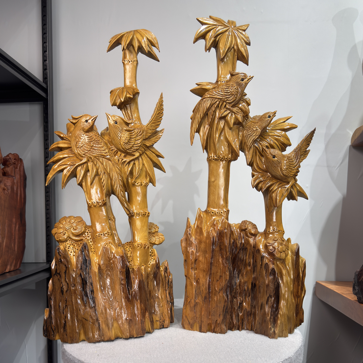 楠木节节高升，喜事临门。客厅精品摆件玄关创意高档工艺品一对。