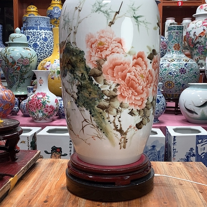 庄***苦景德镇陶瓷手工手绘花瓶摆件