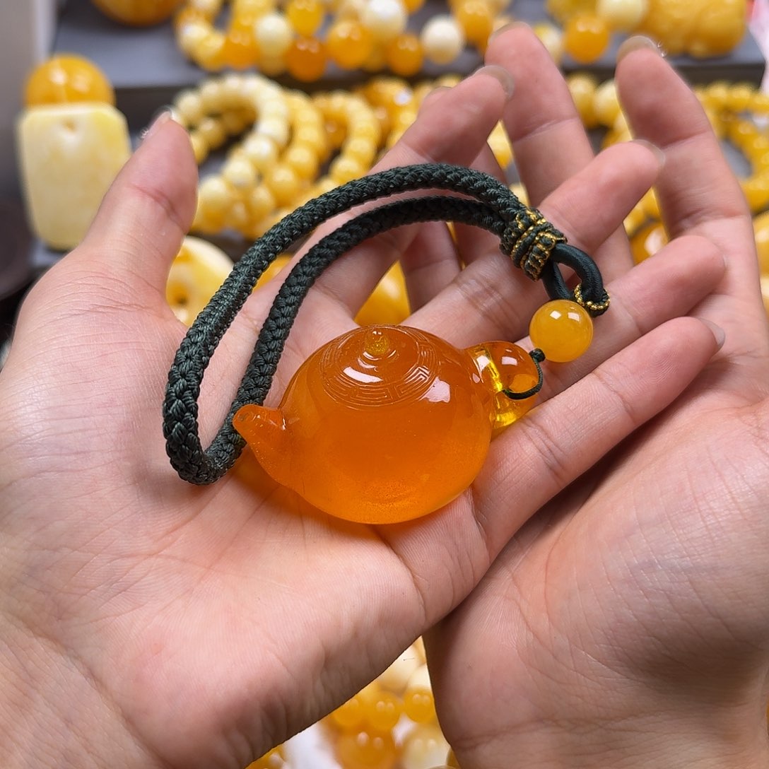 琥珀珠宝奇石未镶嵌把把壶