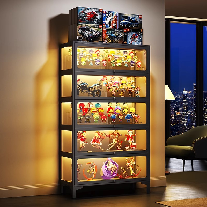 万倍乐手办柜乐高展示柜带灯玻璃柜防尘收纳架子玩具模型陈列柜