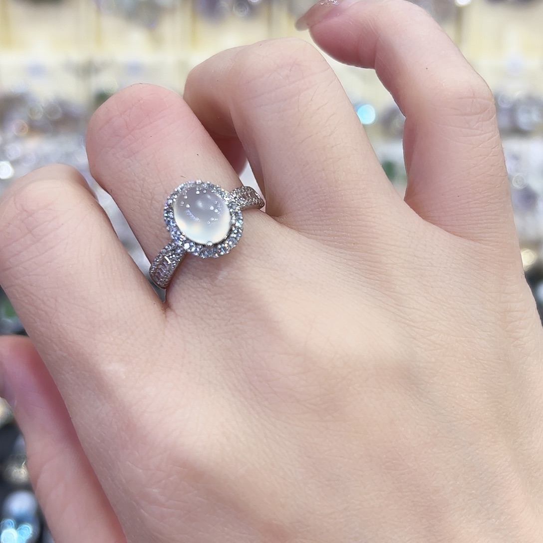 蛇纹石玉银S925镶嵌戒指