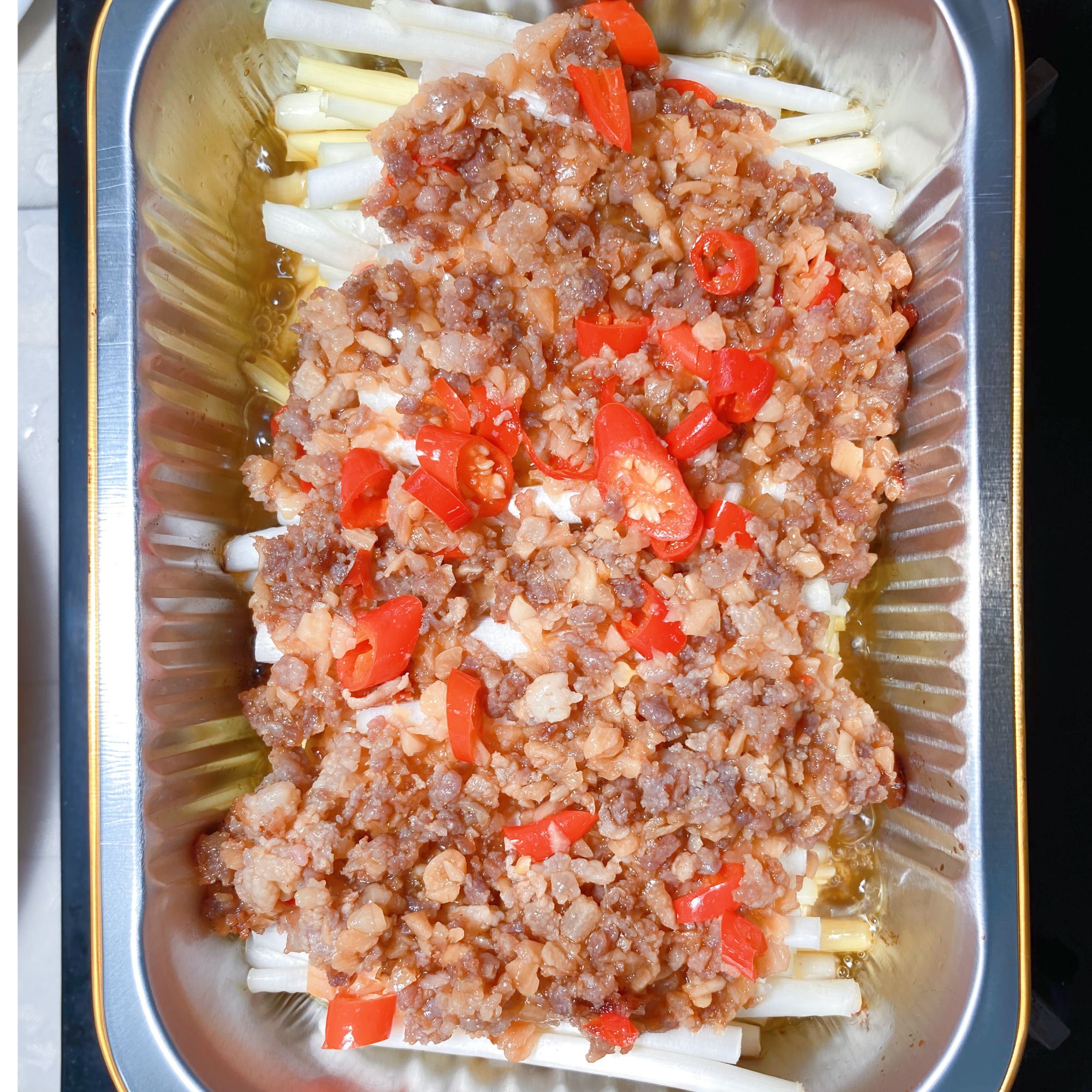 【泰富小厨】肉酱焗韭黄