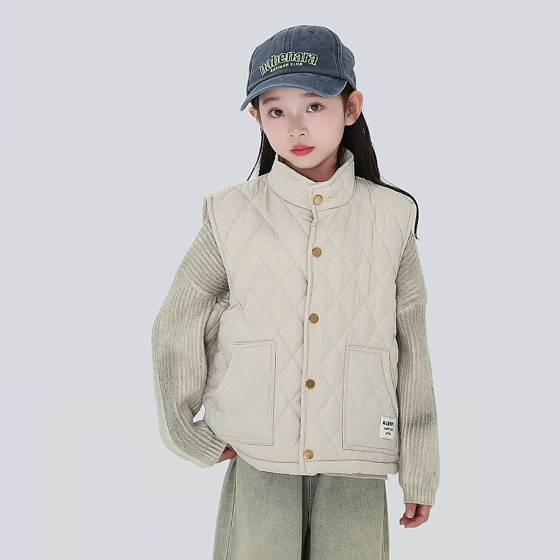 新款女童棉马甲小中大童加绒马夹男童学生立领坎肩外穿韩版秋冬