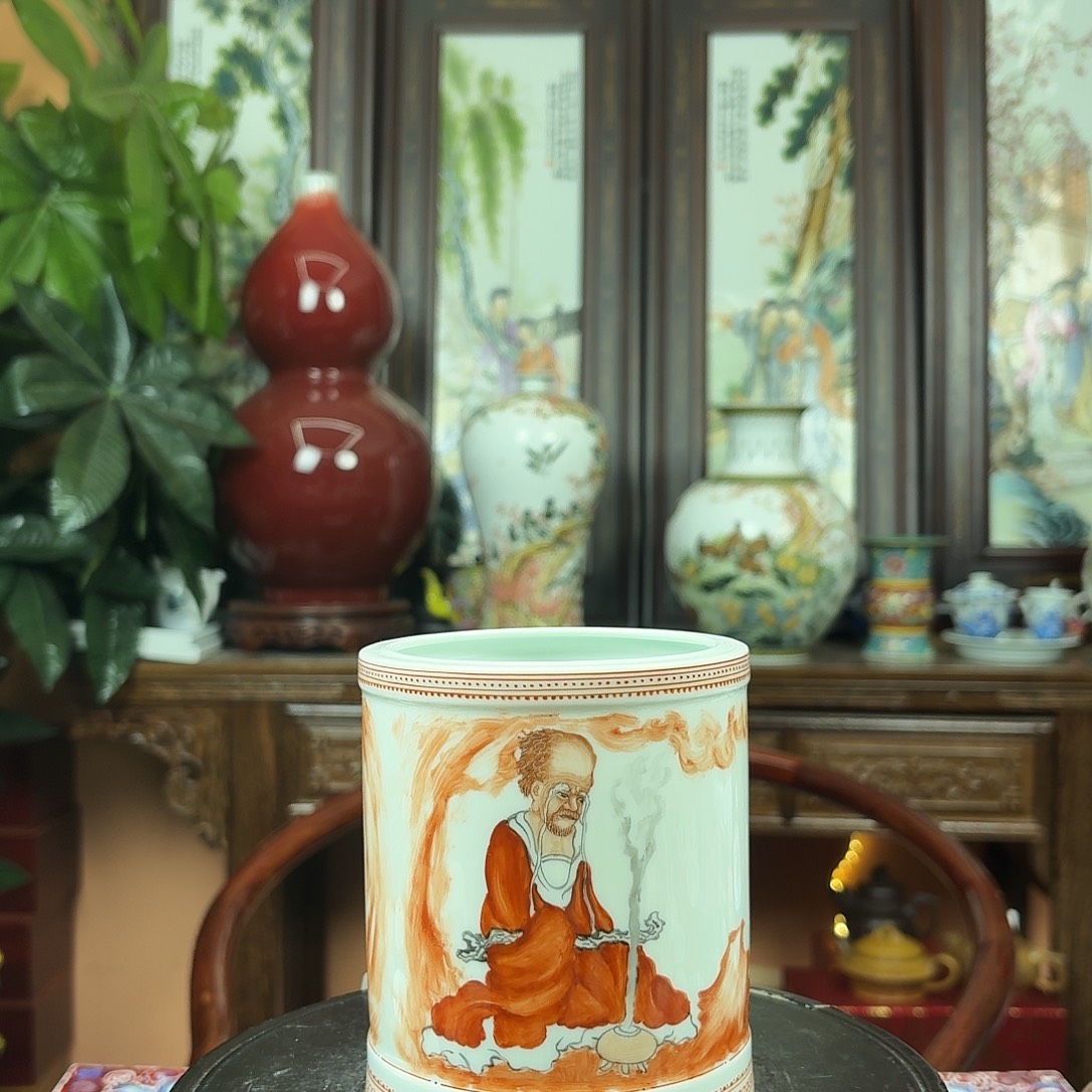 陶摆件景德镇陶瓷手工笔筒