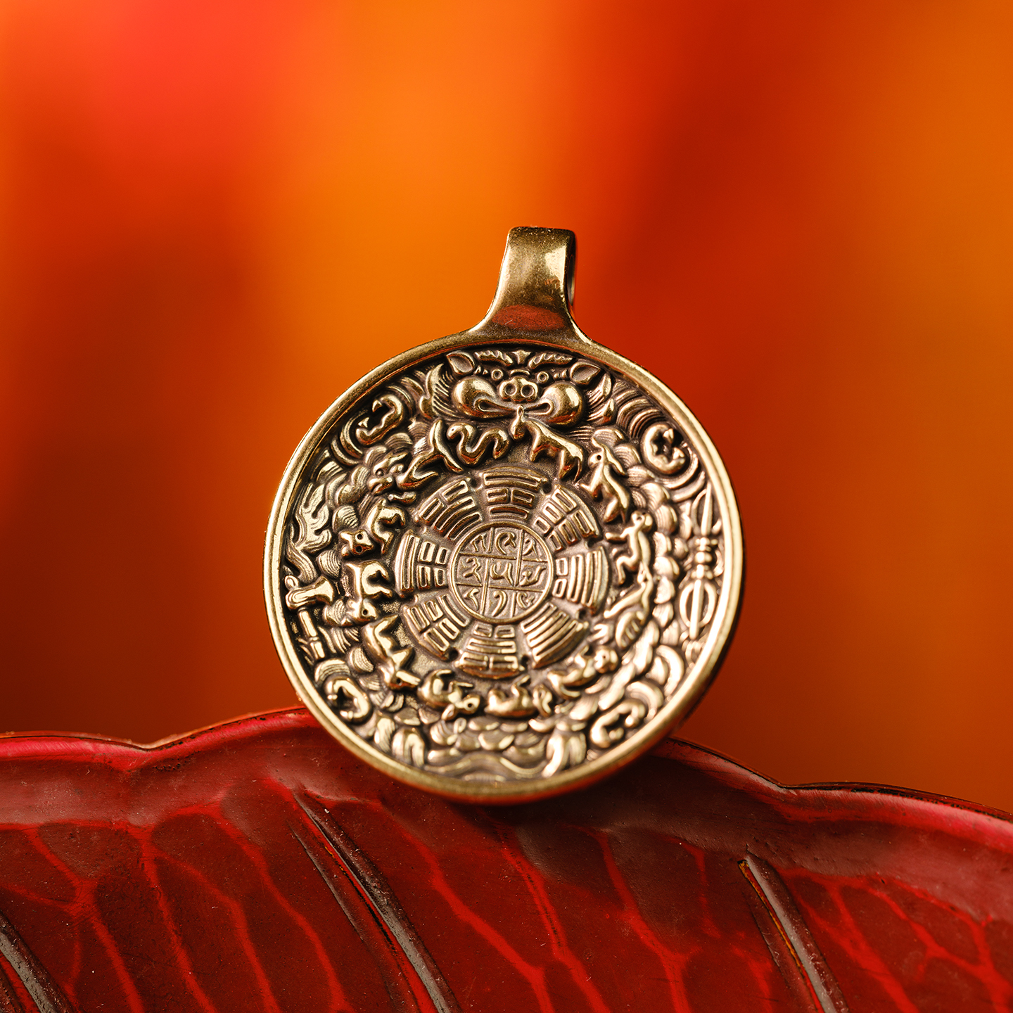 【鹿小院 V7.4-40B 猪鼻八戒版】九宫八卦牌 精工文玩包挂 “微瑕疵”