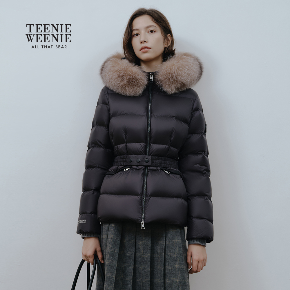 TeenieWeenie小熊女装羽绒服25冬新款收腰款绗缝外套TTJD258VW3B