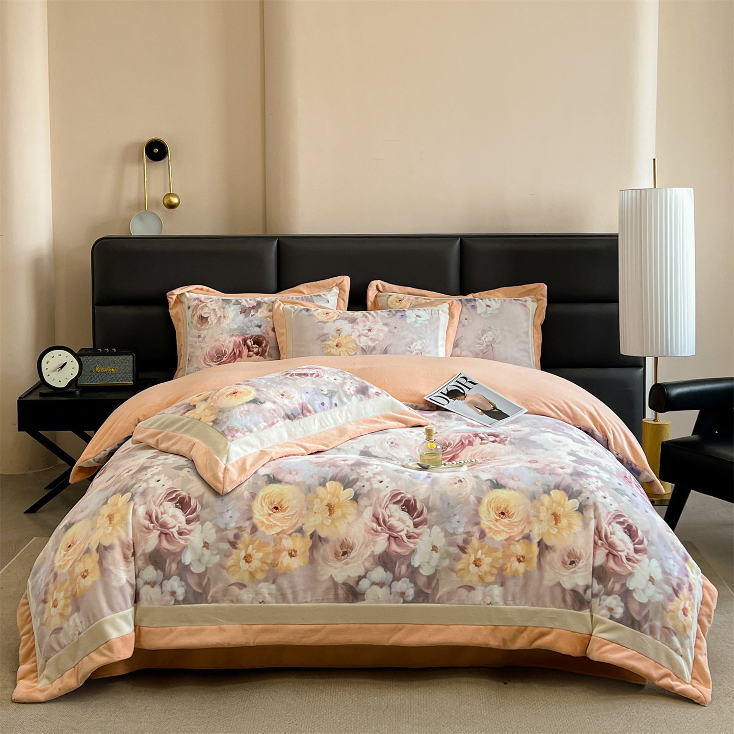 A类高克重床单床笠款全消光牛奶绒四件套短毛数码印花被套抗静电