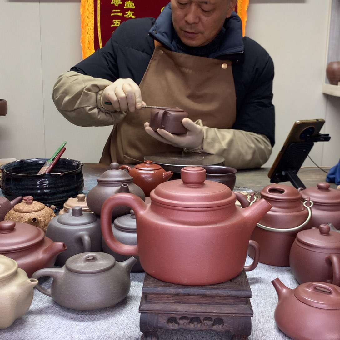 紫泥茶壶羊角山紫泥德钟630c半手工制作