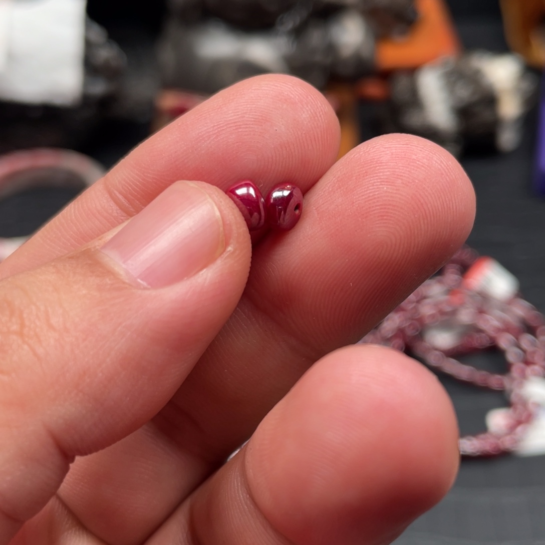 天然辰砂算盘珠天然朱砂