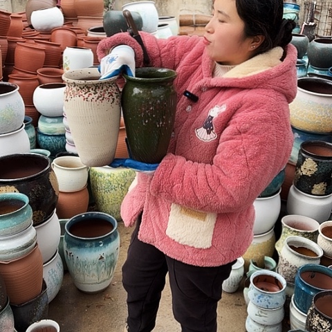 口15高25瑕疵盆子。