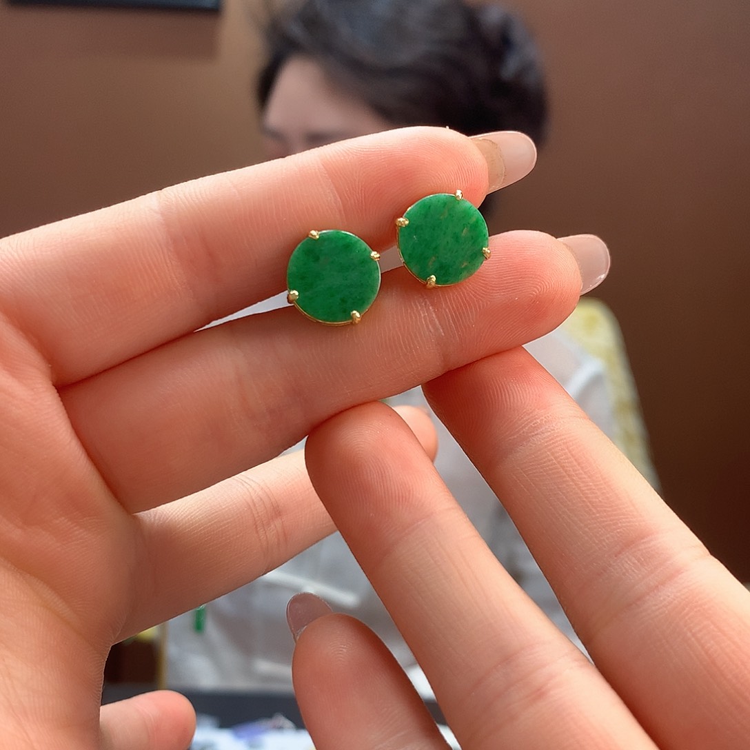翡翠银S925镶嵌耳饰耳饰