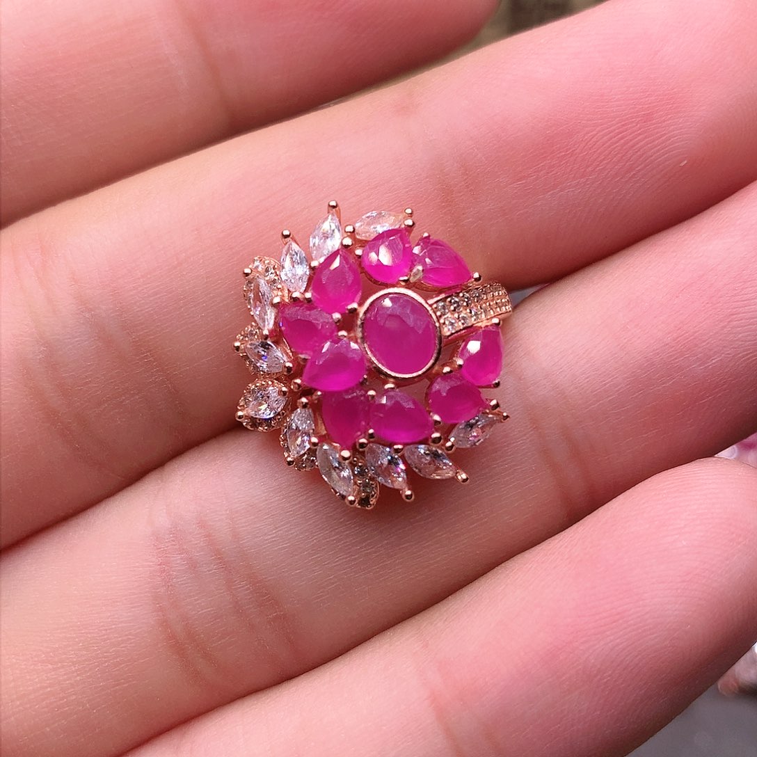 红宝石戒指银S925镶嵌