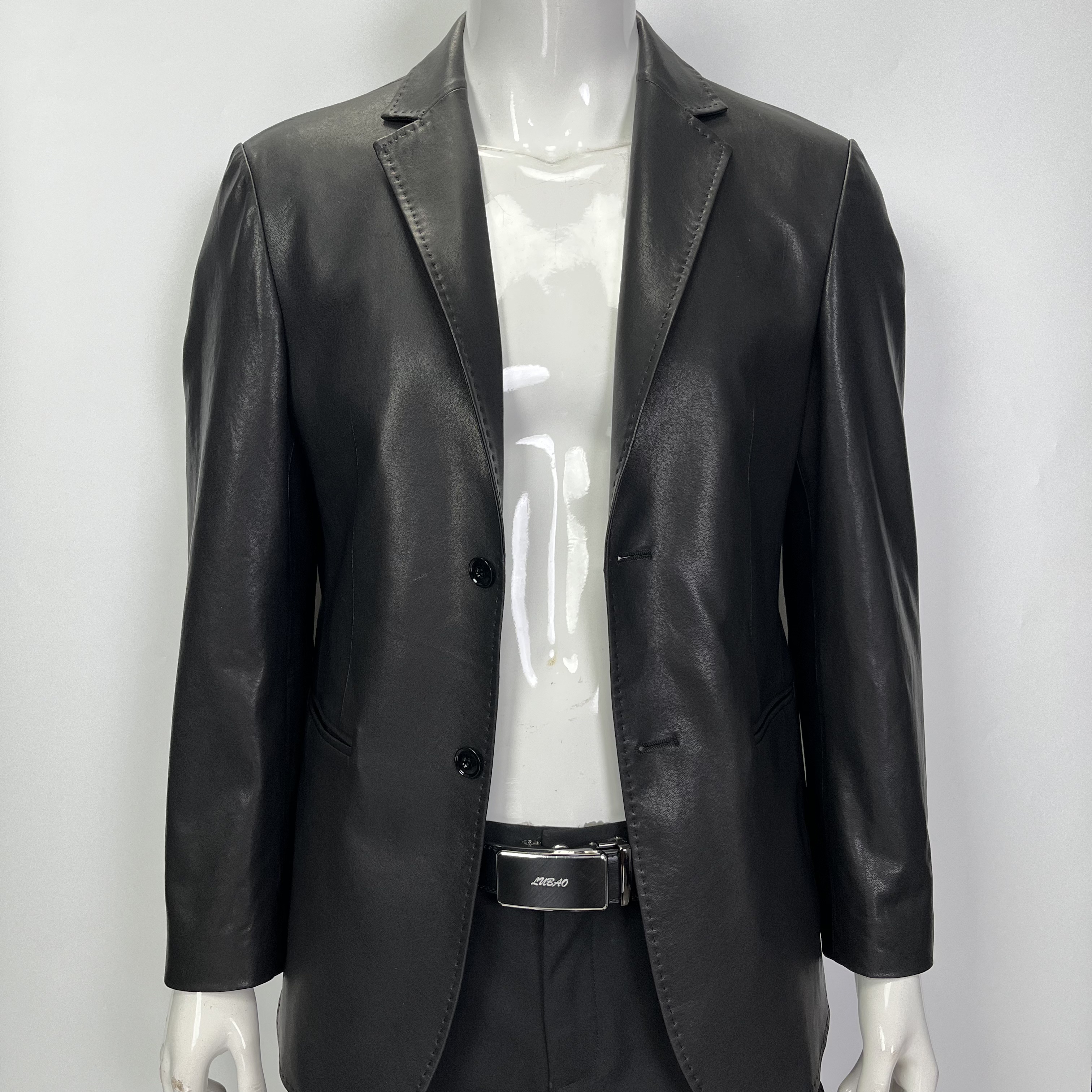 LUBAO/陆堡新款真皮皮衣植鞣头层山羊皮西服休闲商务男装长款外套