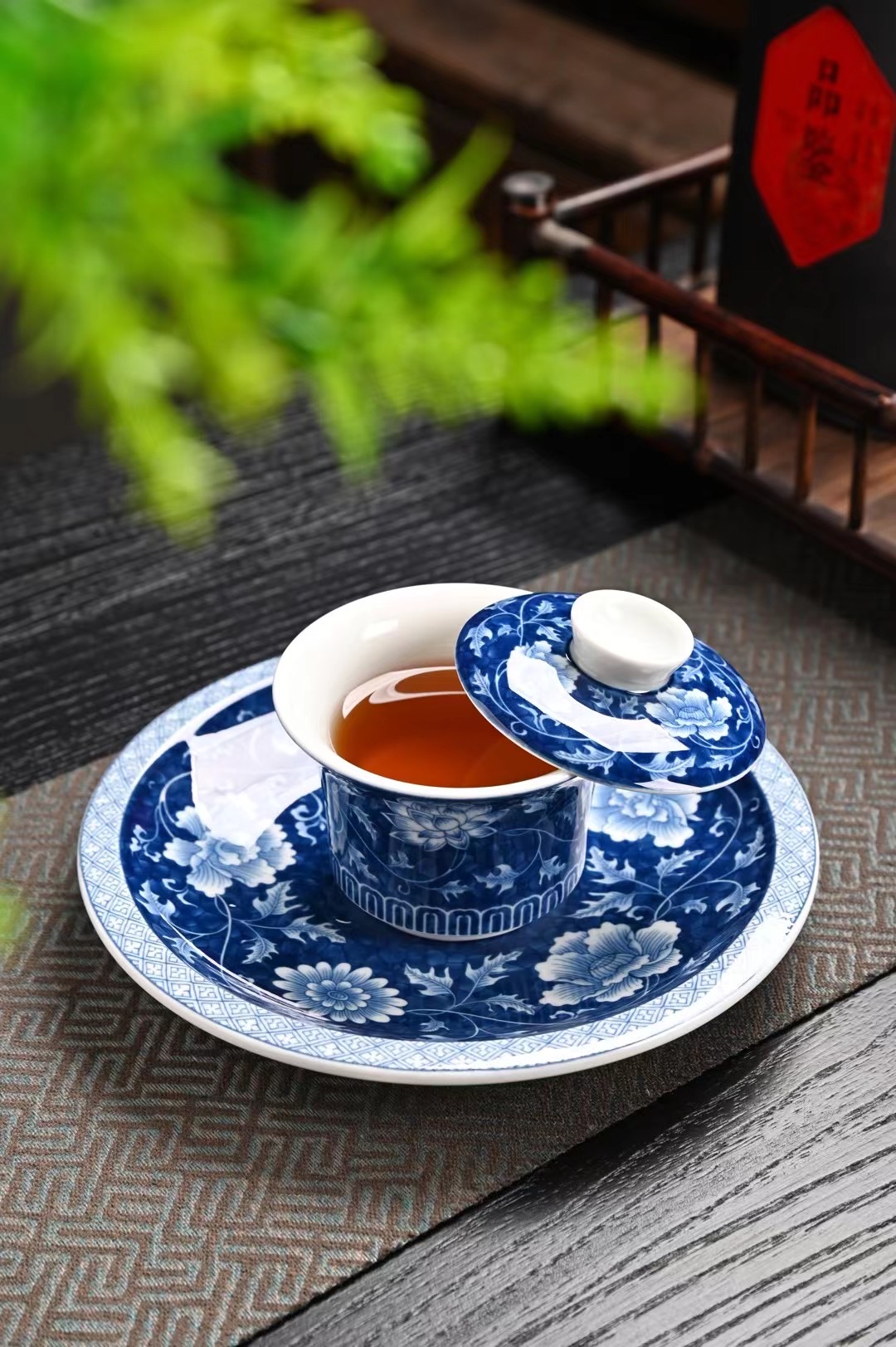 姿忻 Q002青花瓷高端盖碗青花珐琅彩茶杯大号功夫茶具复古缠枝莲