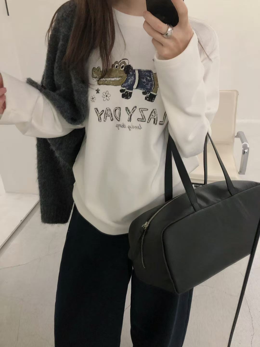 温柔瑶-Uncle Be冬季福利-趣味百搭卡通小鳄鱼印花长袖-88755