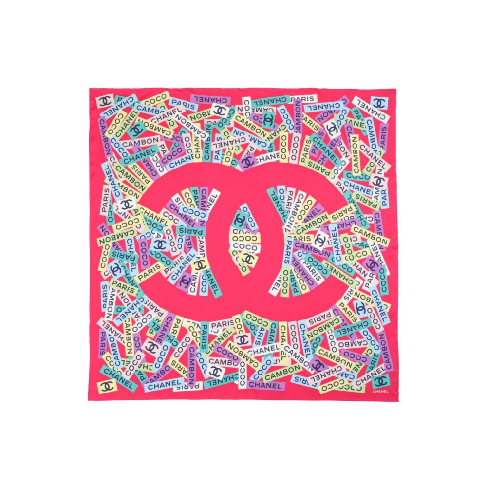 未使用 Chanel/香奈儿 花花24C 大双C满小字母LOGO 印花丝巾