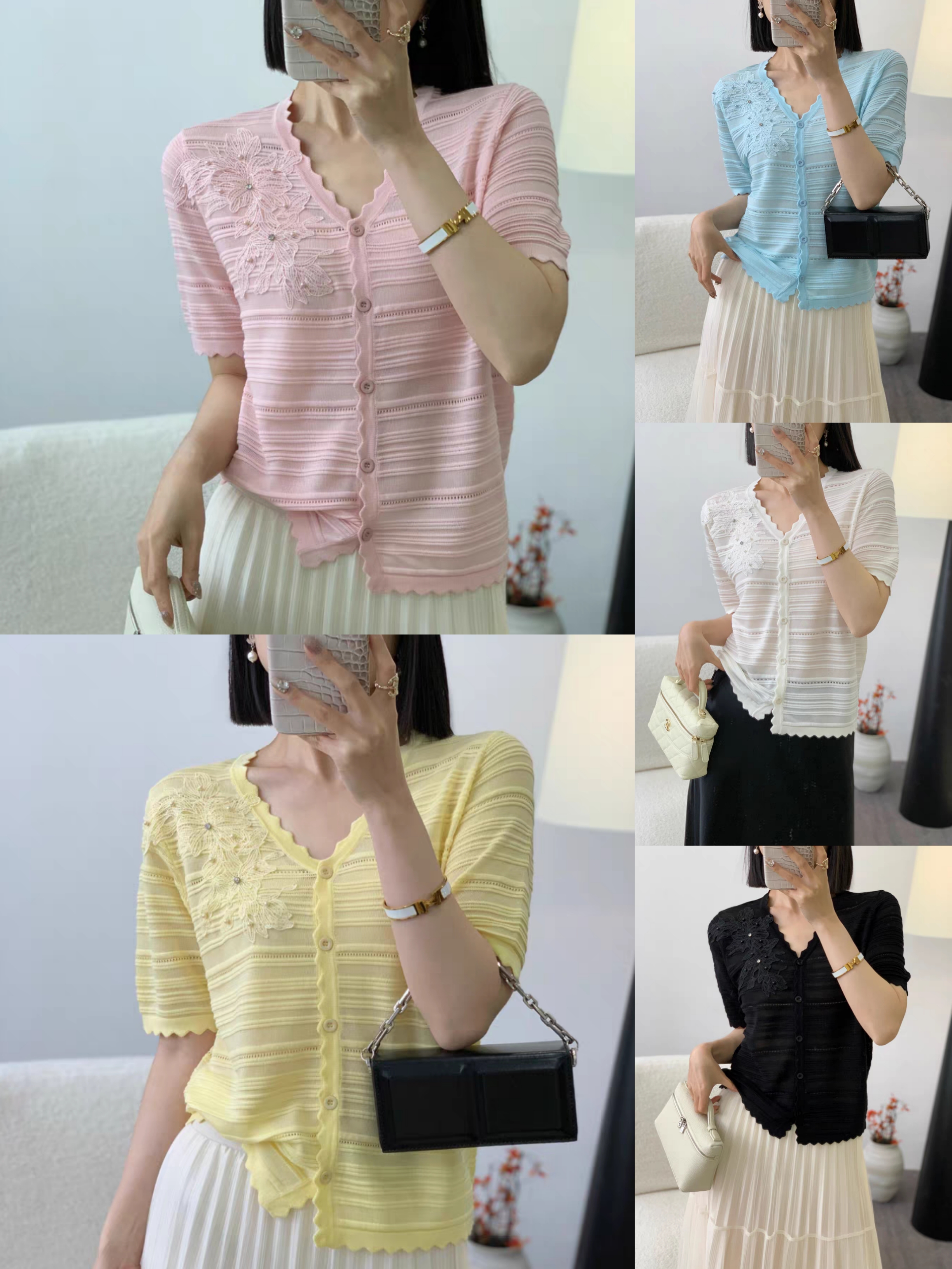 6583芭莎家V领开衫上衣