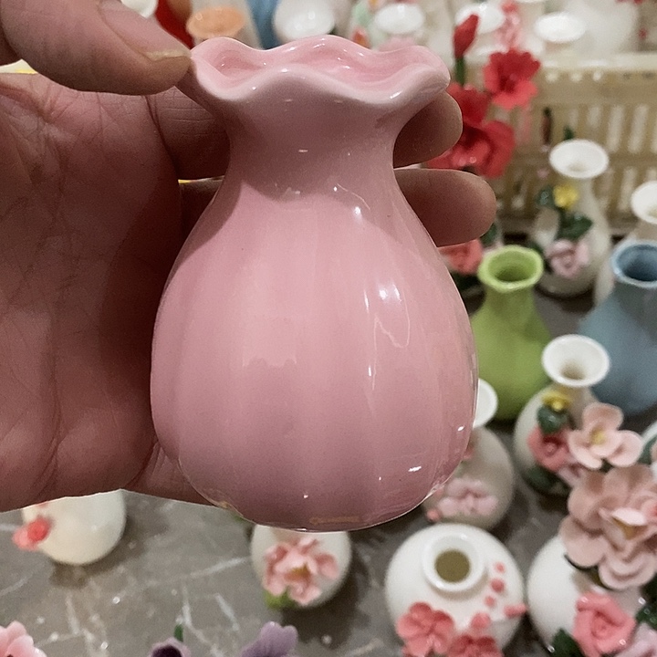 瓷片纯手工陶瓷花摆件瑕