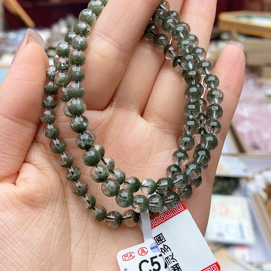 水晶手链未镶嵌C577 绿幽灵 多圈 5m+