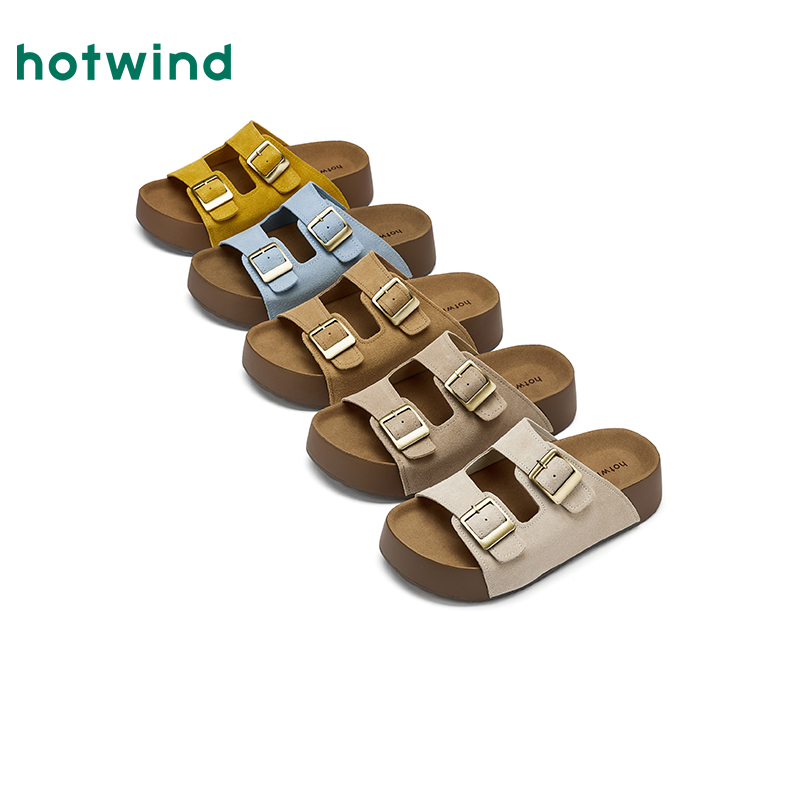 热风女轻奢QQ厚乳土司欧若风透气干爽舒适增高外穿凉鞋H59W25V01