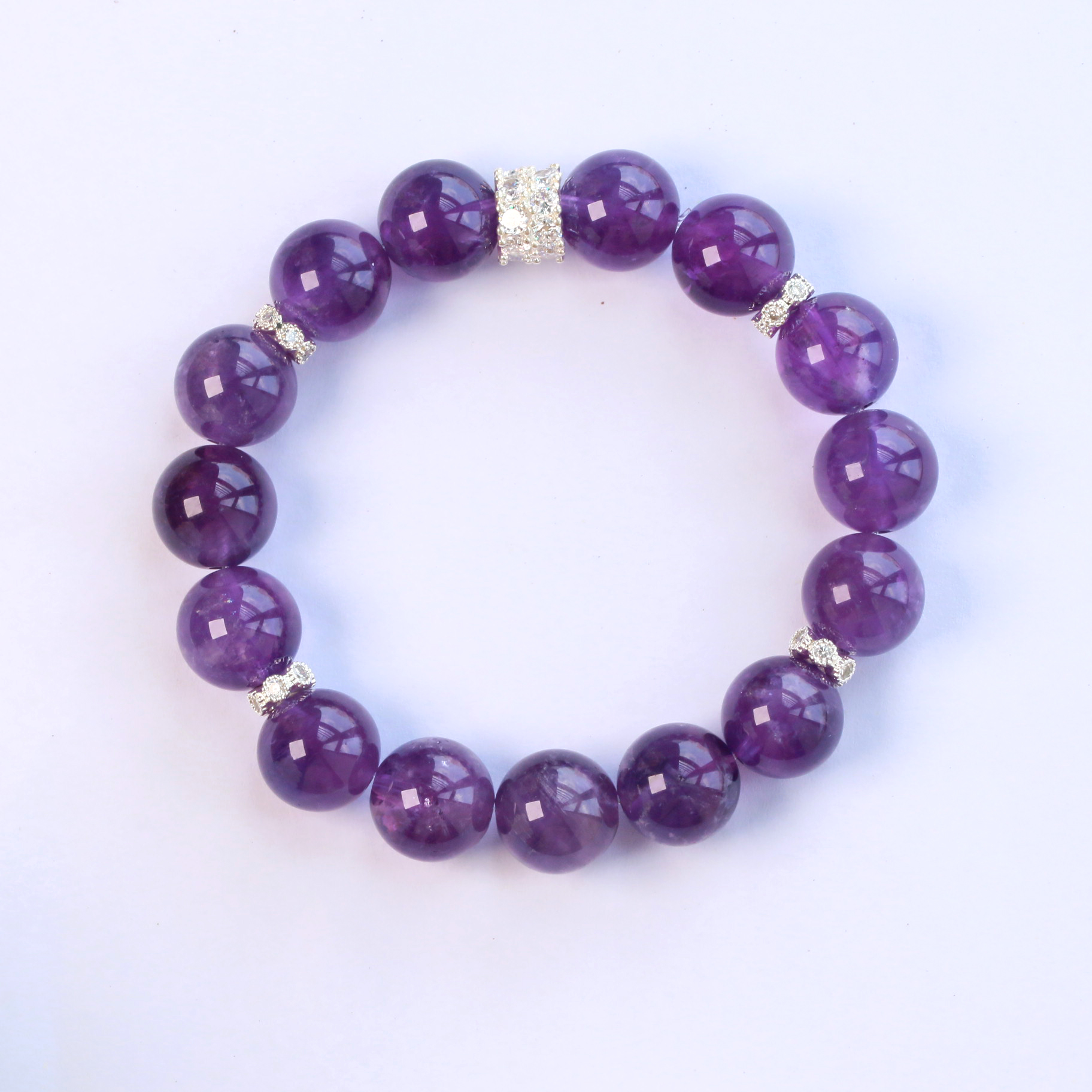 天然水晶手串  乌拉圭紫水晶手串DIY 349