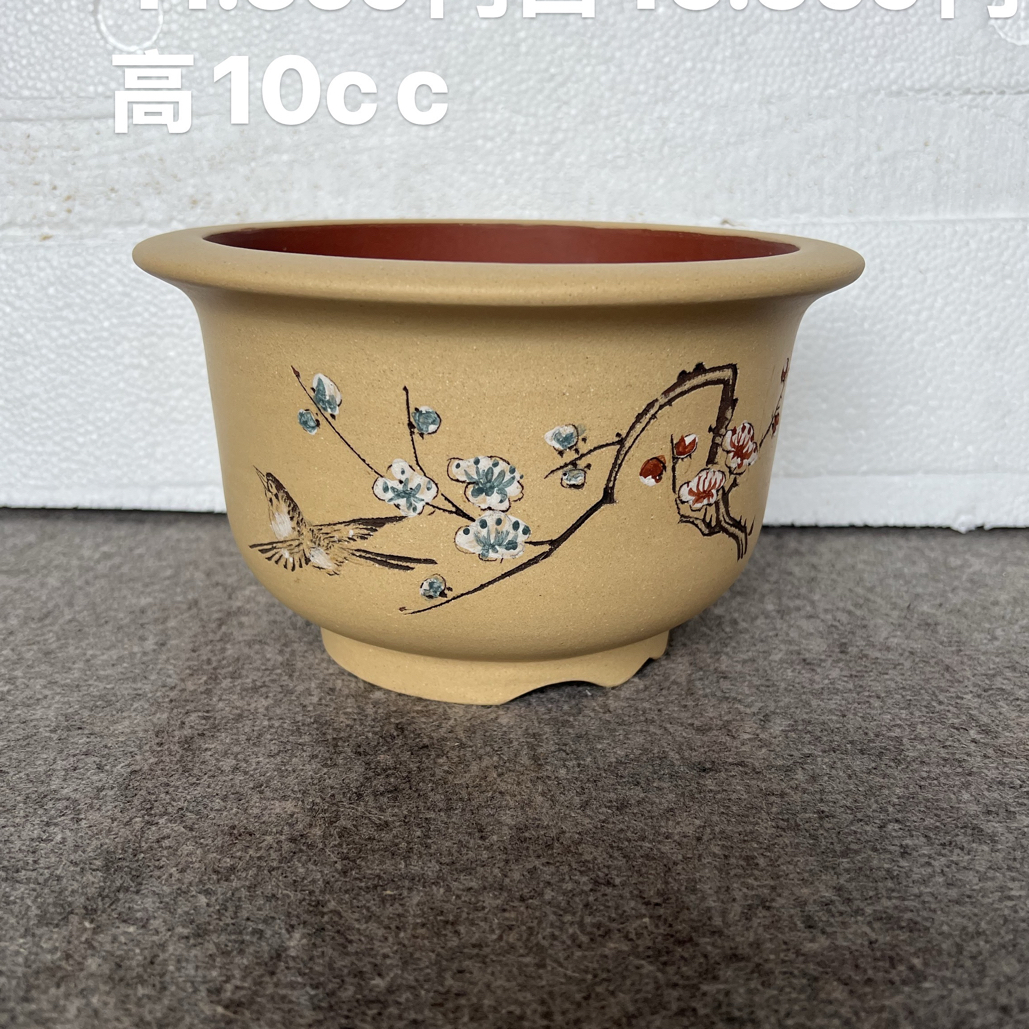 粉浆彩绘小金钟紫砂花盆