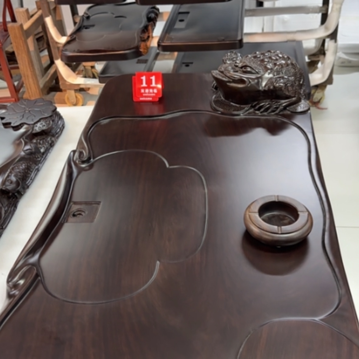 【闪购商品】非洲莫桑比克黑檀木茶盘122-65