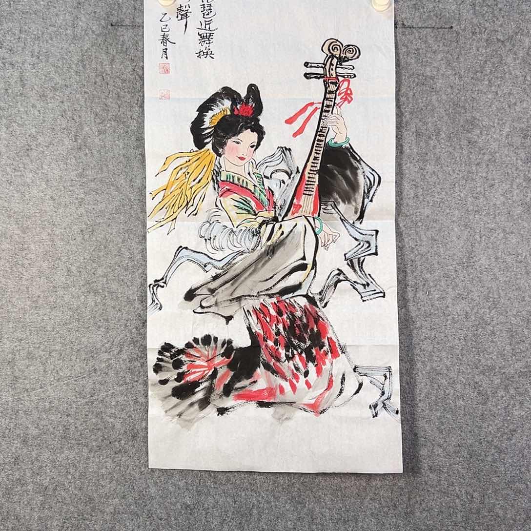 国画344 花鸟在树丛的顶端鸣叫叫声