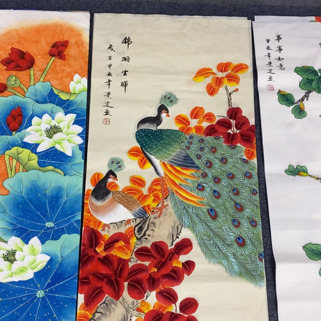国画尺寸100✖️50三尺工笔纯手绘