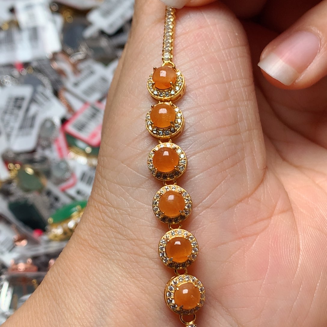 翡翠戒指银S925镶嵌天然翡翠手链