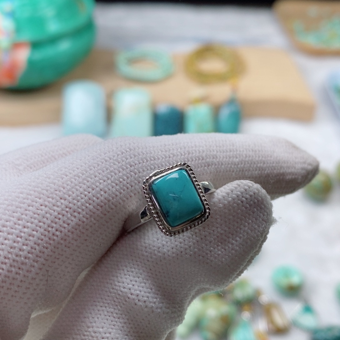 绿松石珠宝奇石银S925镶嵌傲*