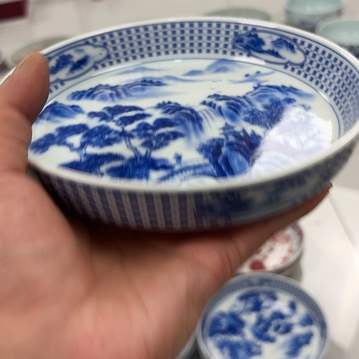 瓷片青花山水大胡乘景德镇