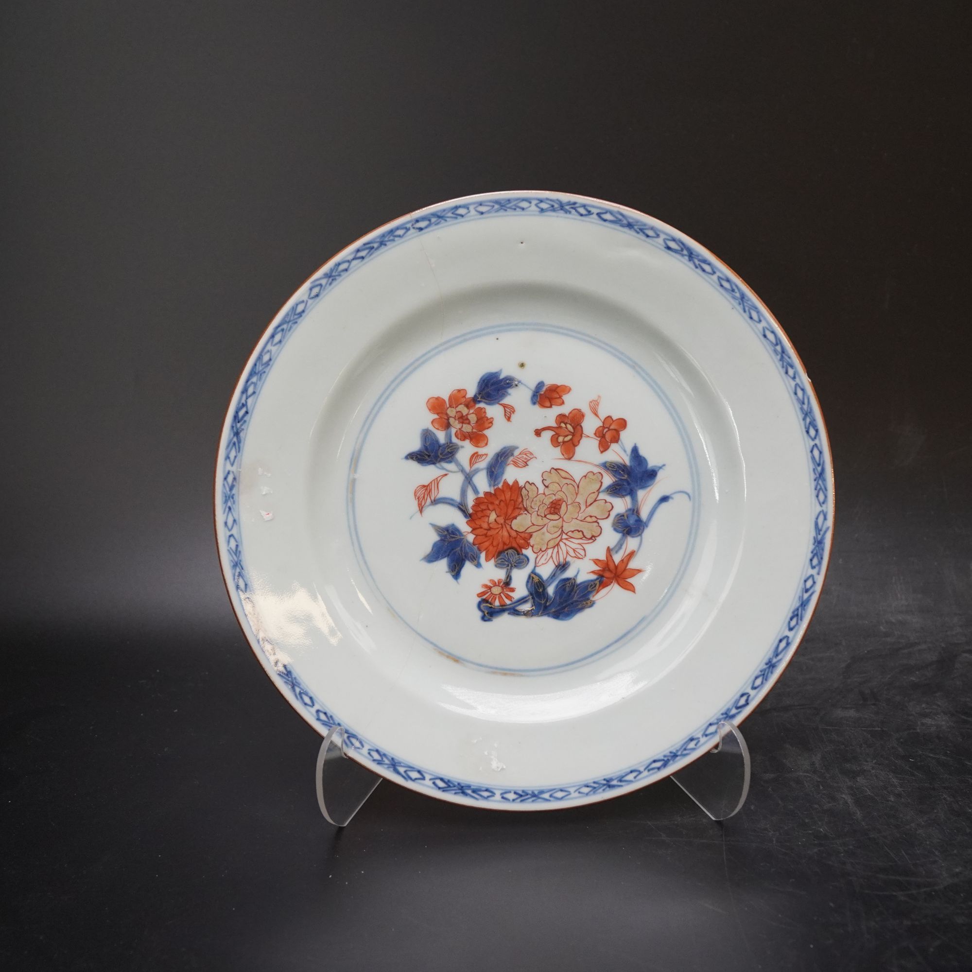 Lot.25071888清康熙青花加彩赏盘 直径：约23cm