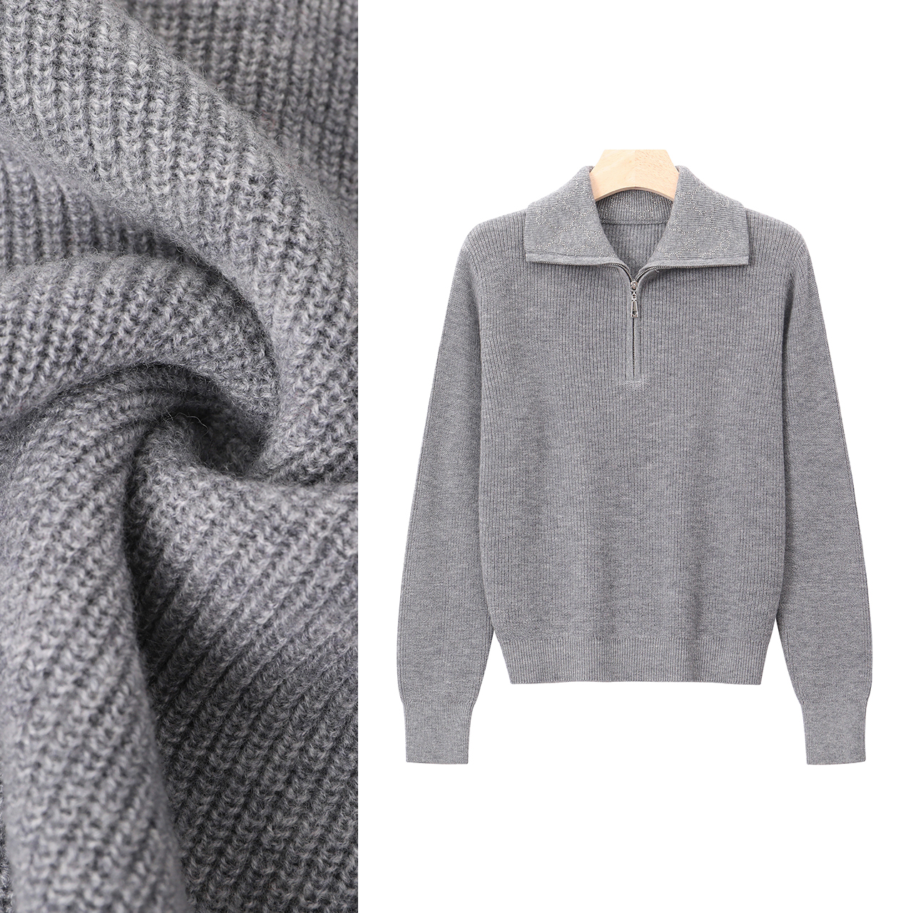 2025秋冬新款半拉链翻领毛衣女秋冬新款高级感气质打底衫上衣