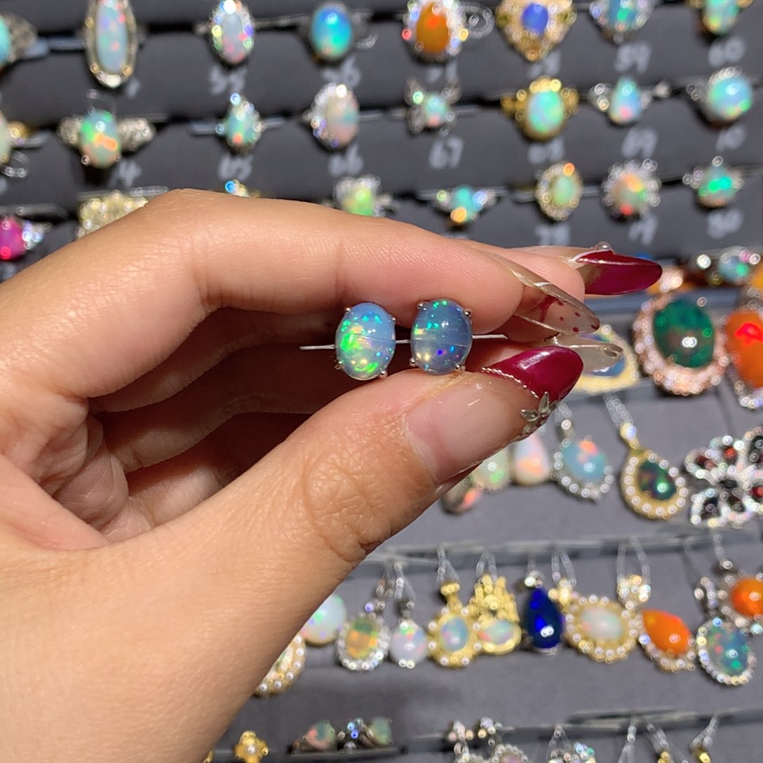 欧泊银S925镶嵌欧泊耳饰y姬*楠