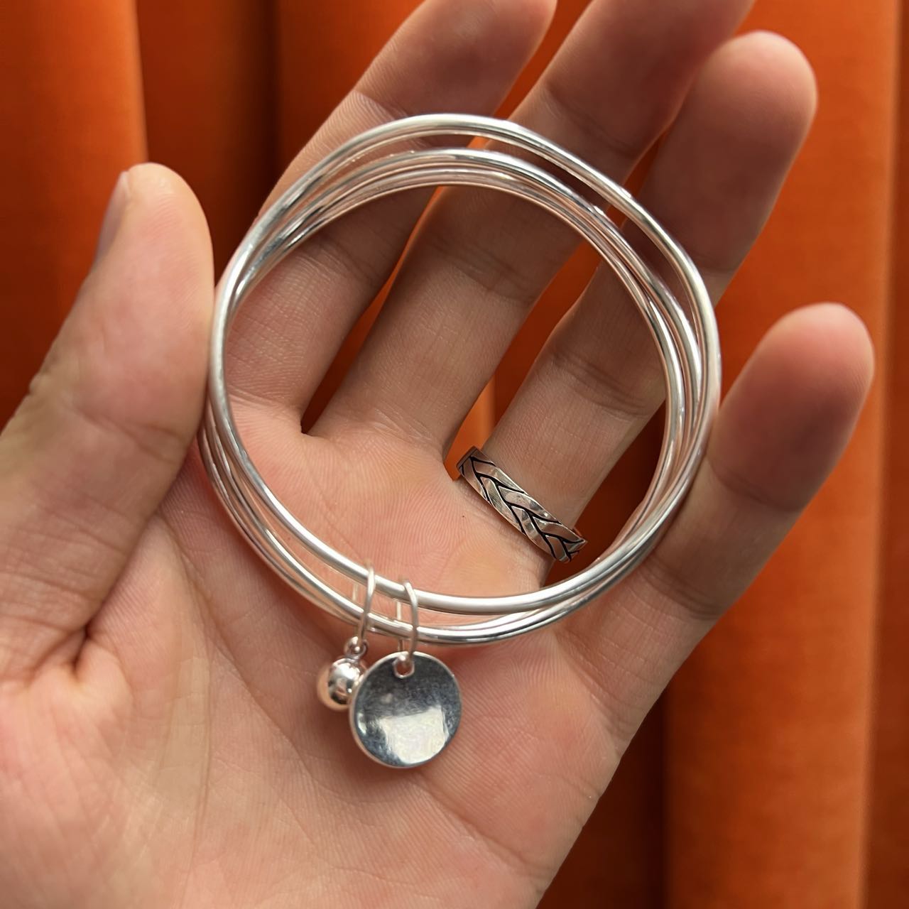 足银手镯 爱敏纯银首饰手镯