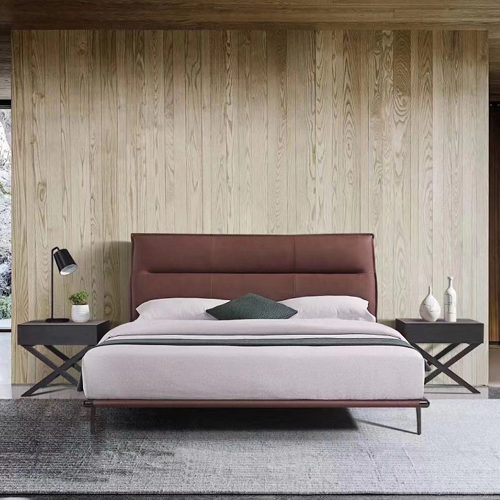 双人床单人意式大床意式极简主卧悬浮床皮艺床