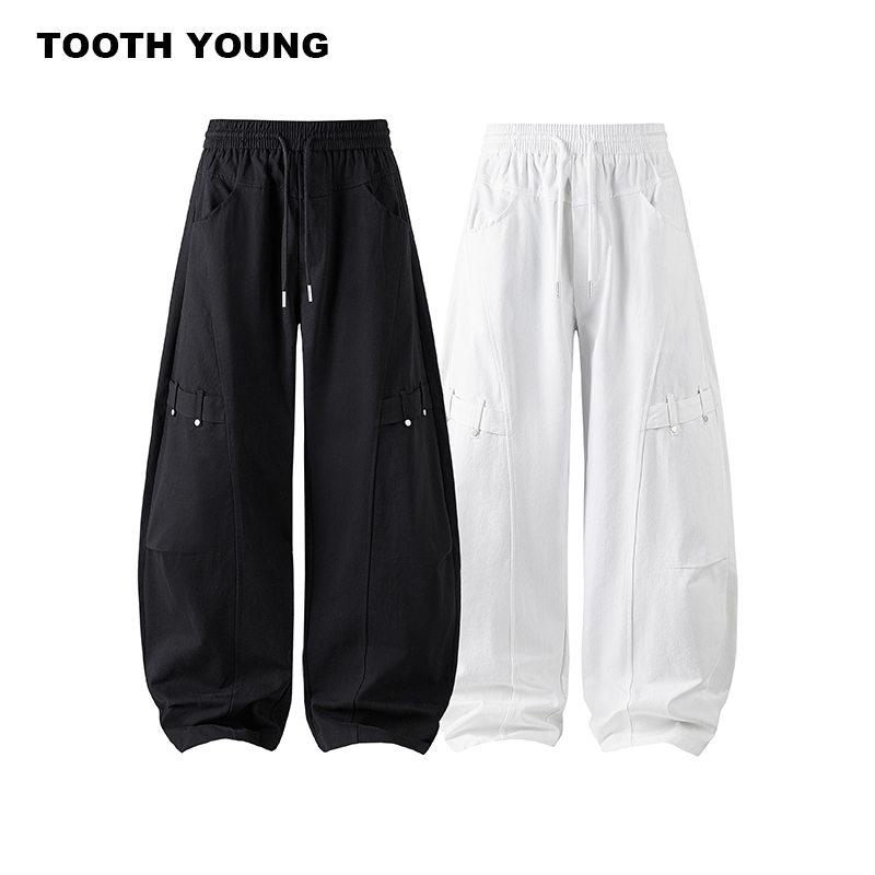 TOOTH YOUNG【城市探险家】抽绳纯色工装休闲裤秋季宽松弯裤