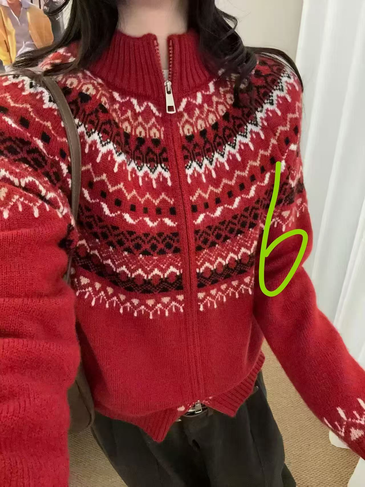 深圳南油秋冬py毛针织衫立领秋季针织宽松网红毛衣通勤风套头提花