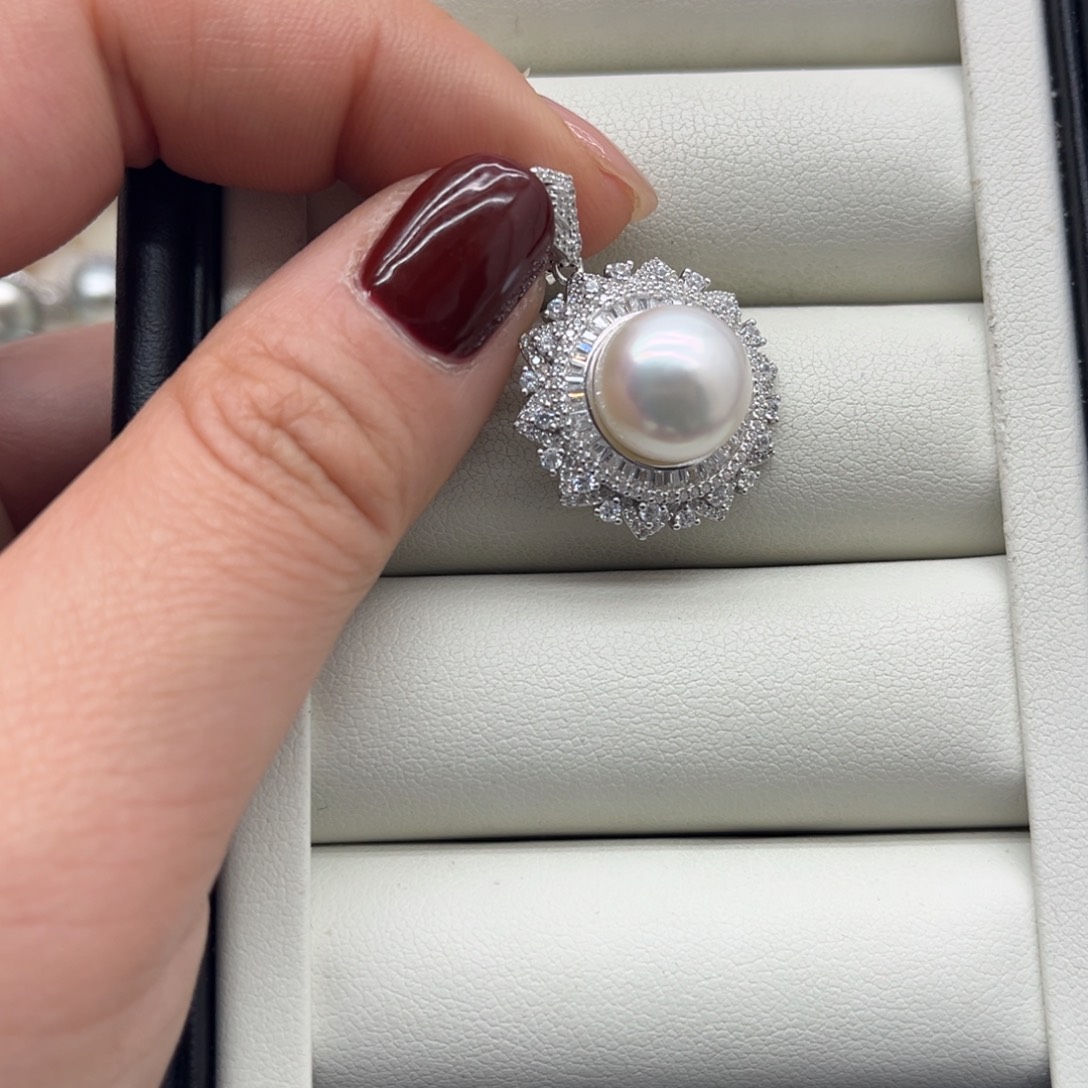 吊坠(不含链)银S925镶嵌海水珍珠