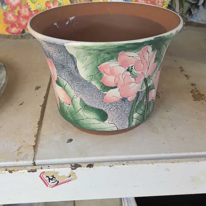 红泥花盆景德镇陶瓷