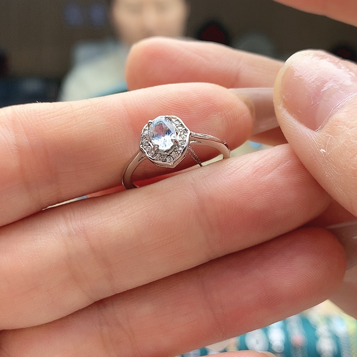 海蓝宝石戒圈银S925镶嵌