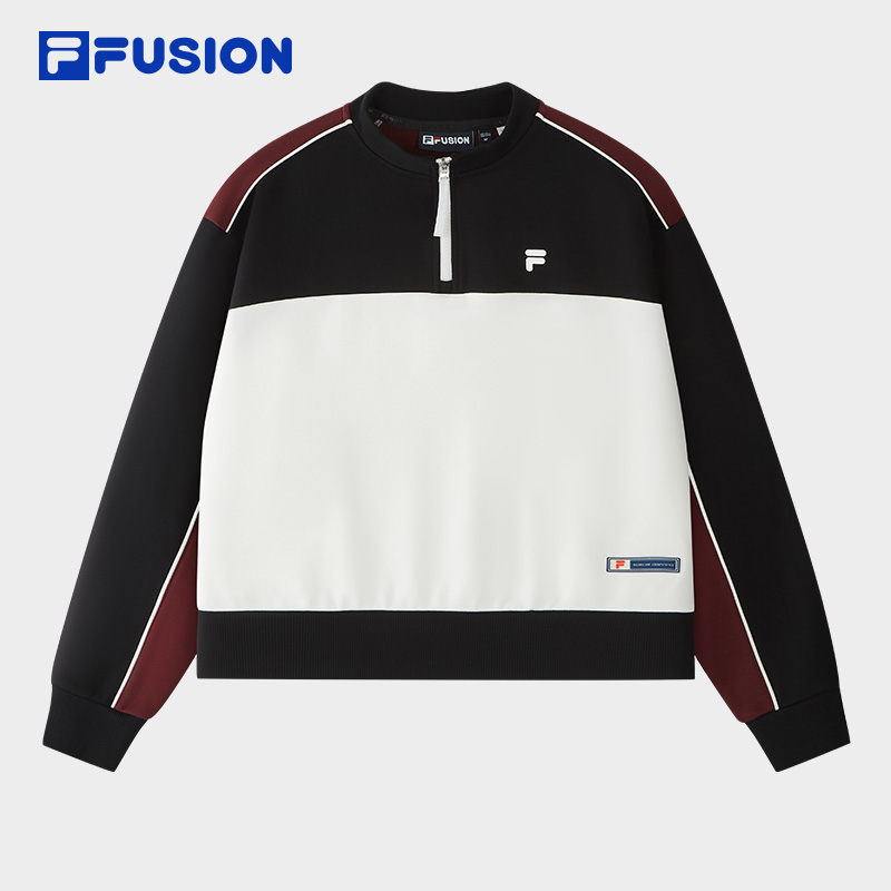 FILA斐乐【多彩撞色】女性春秋百搭时尚潮流半拉长袖卫衣T11W612207