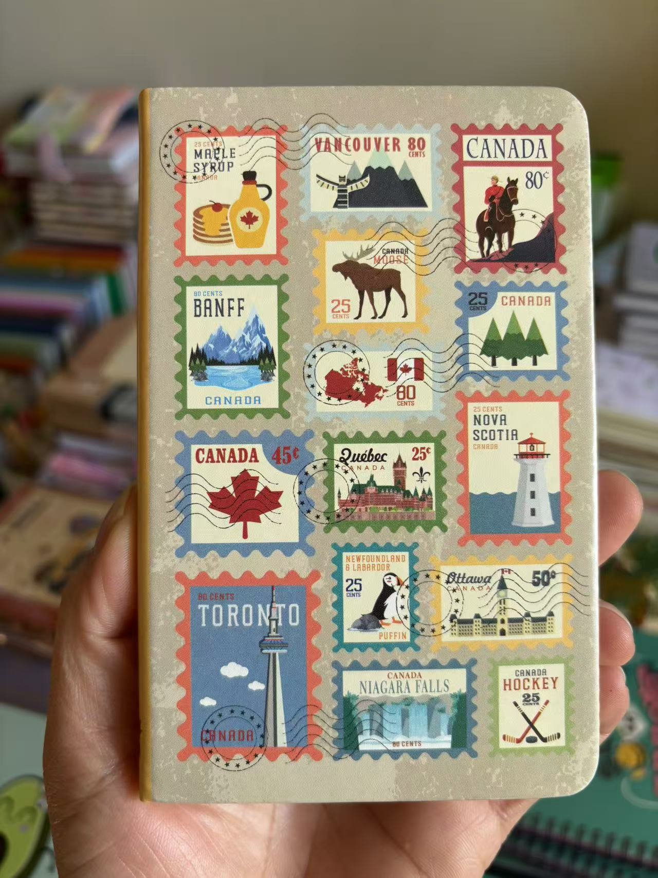 A6复古邮票印花笔记本加拿大外单横线内页小记事本