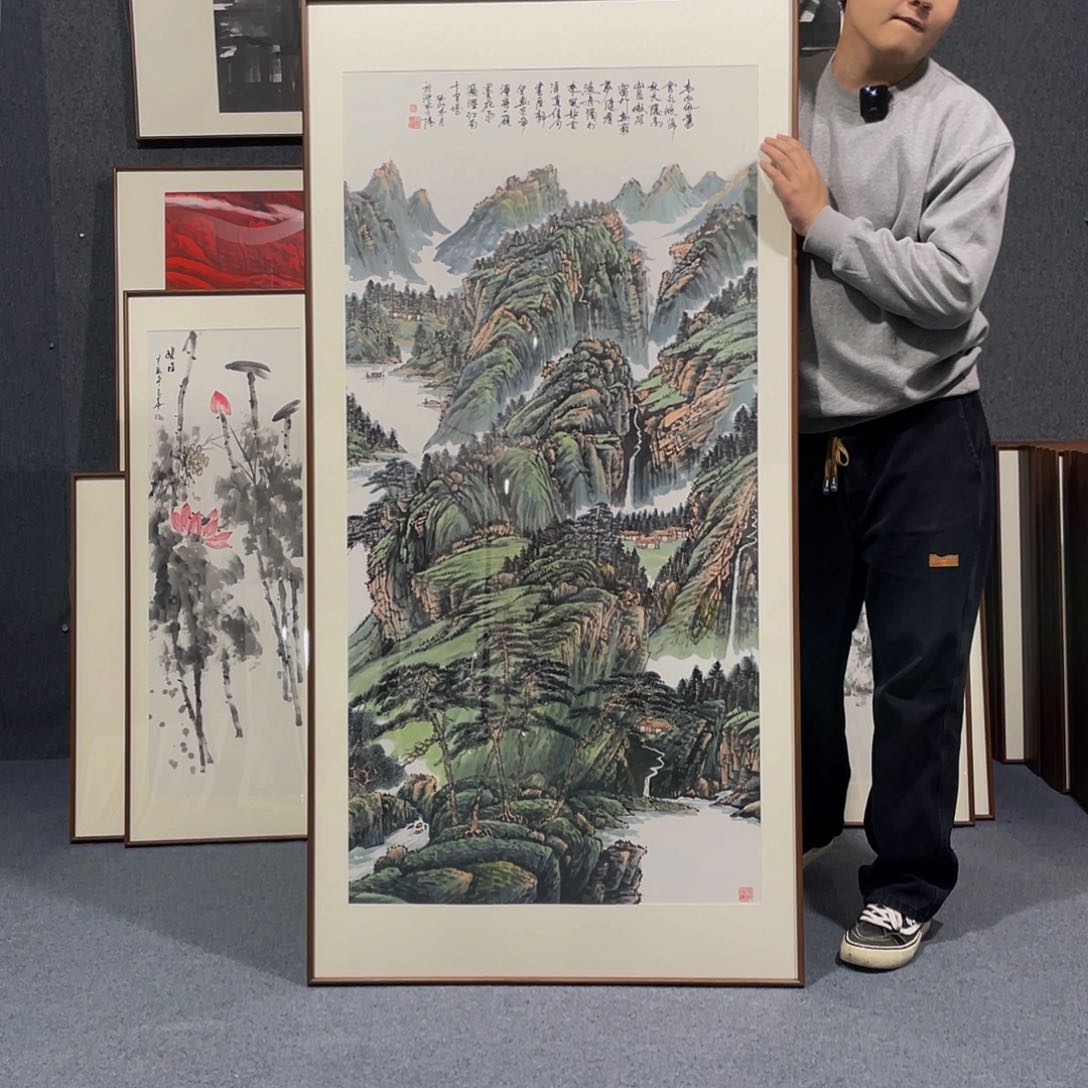 国画手绘作品带框
