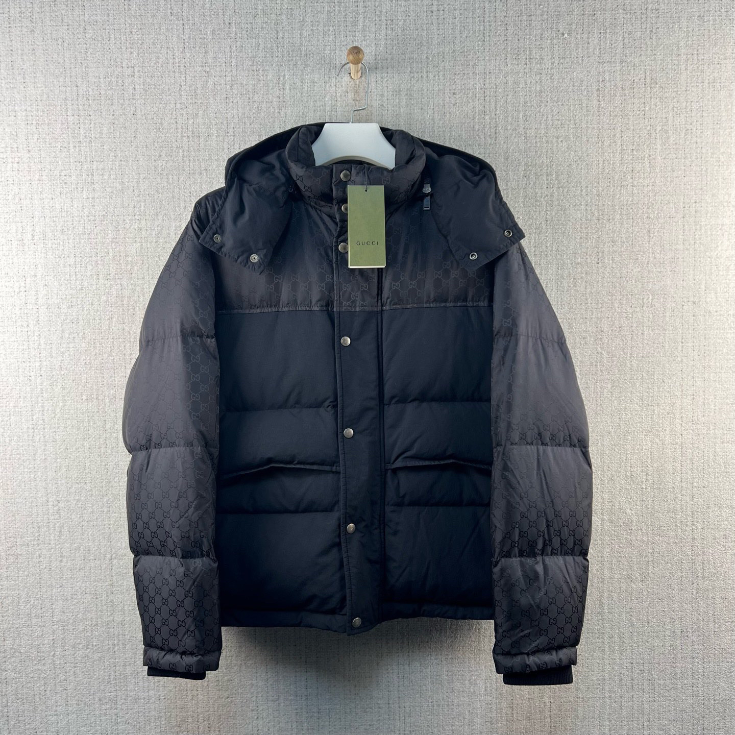 未使用 GUCCI/古驰 老花满印拼接羽绒服/尺码48/全新/编号9147