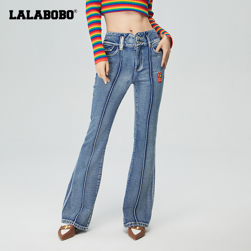 8044【金金咪】LALA明星同款字母休闲牛仔裤LBBD-WXZC18