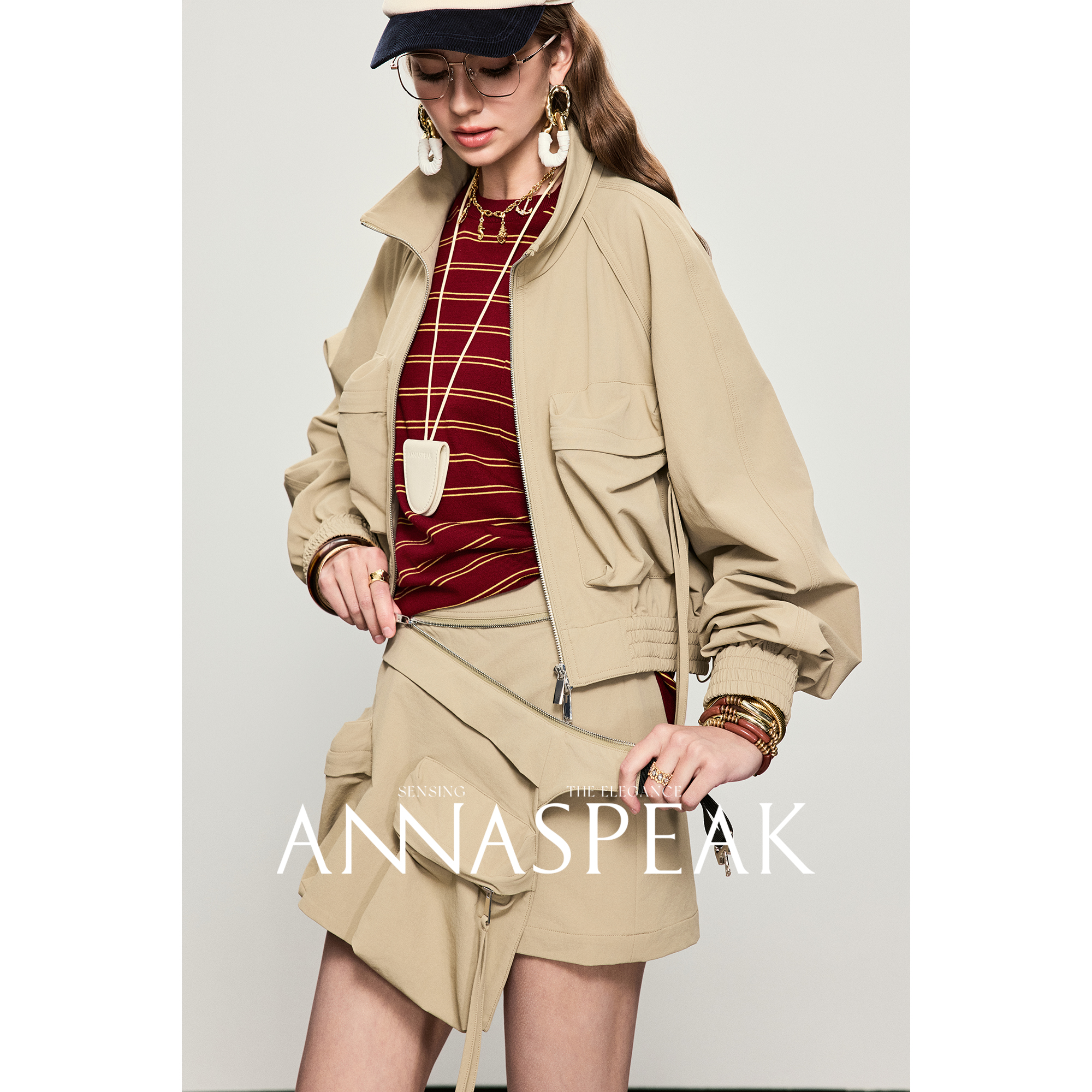 ANNASPEAK陈都灵同款 轻户外工装可拆卸A字裤裙女