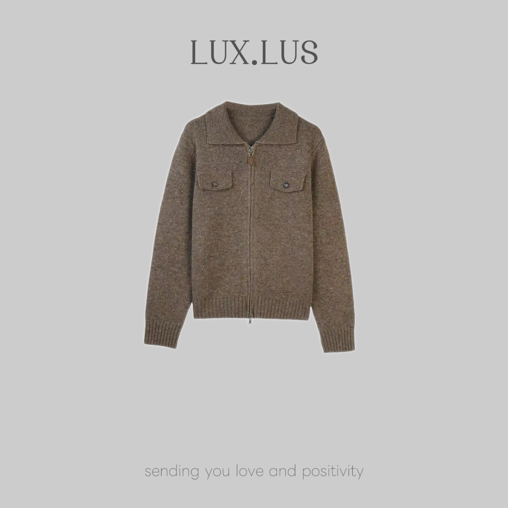 【LUX.LUS】彩点质感双头拉链翻领毛衣LMSS0159